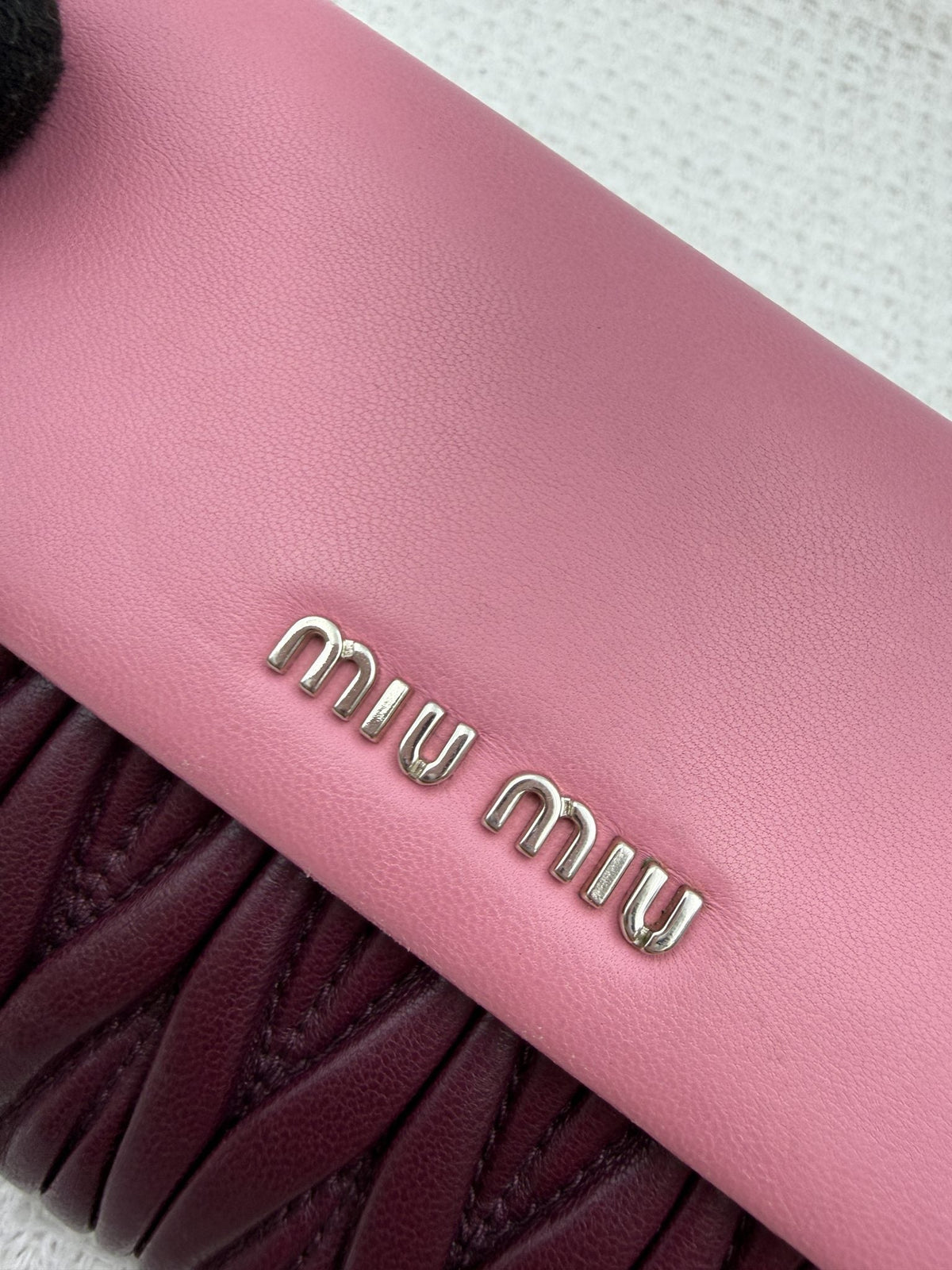 Miu Miu Matelassé - Pink and Burgundy Leather detail view 4