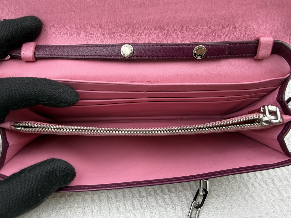 Miu Miu Matelassé - Pink and Burgundy Leather detail view 6
