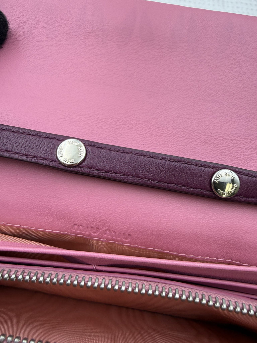 Miu Miu Matelassé - Pink and Burgundy Leather detail view 8