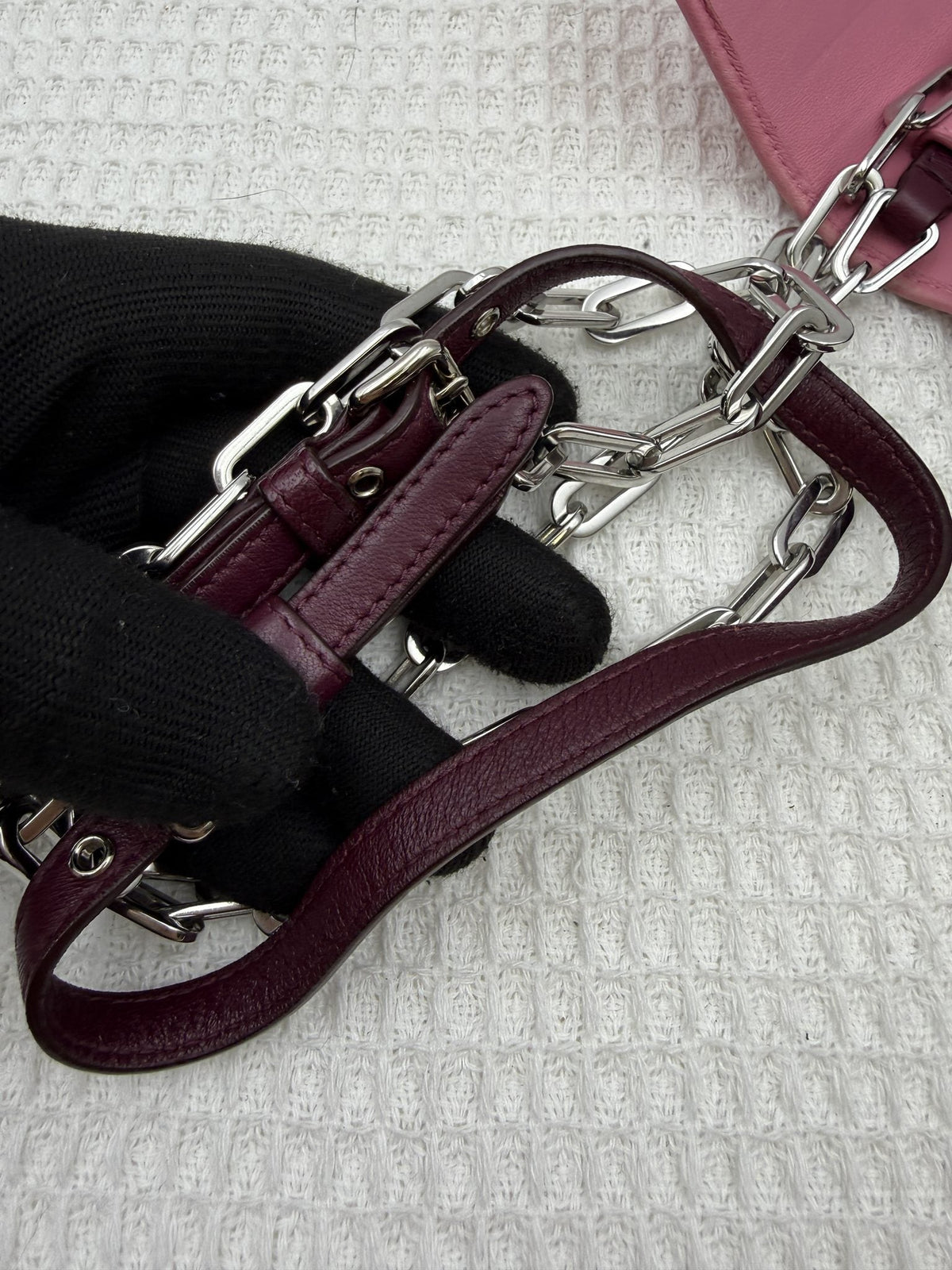 Miu Miu Matelassé - Pink and Burgundy Leather detail view 10