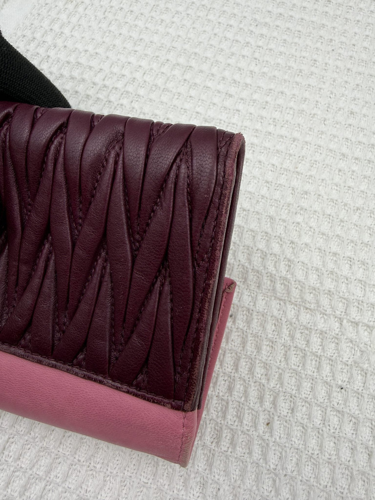 Miu Miu Matelassé - Pink and Burgundy Leather detail view 11