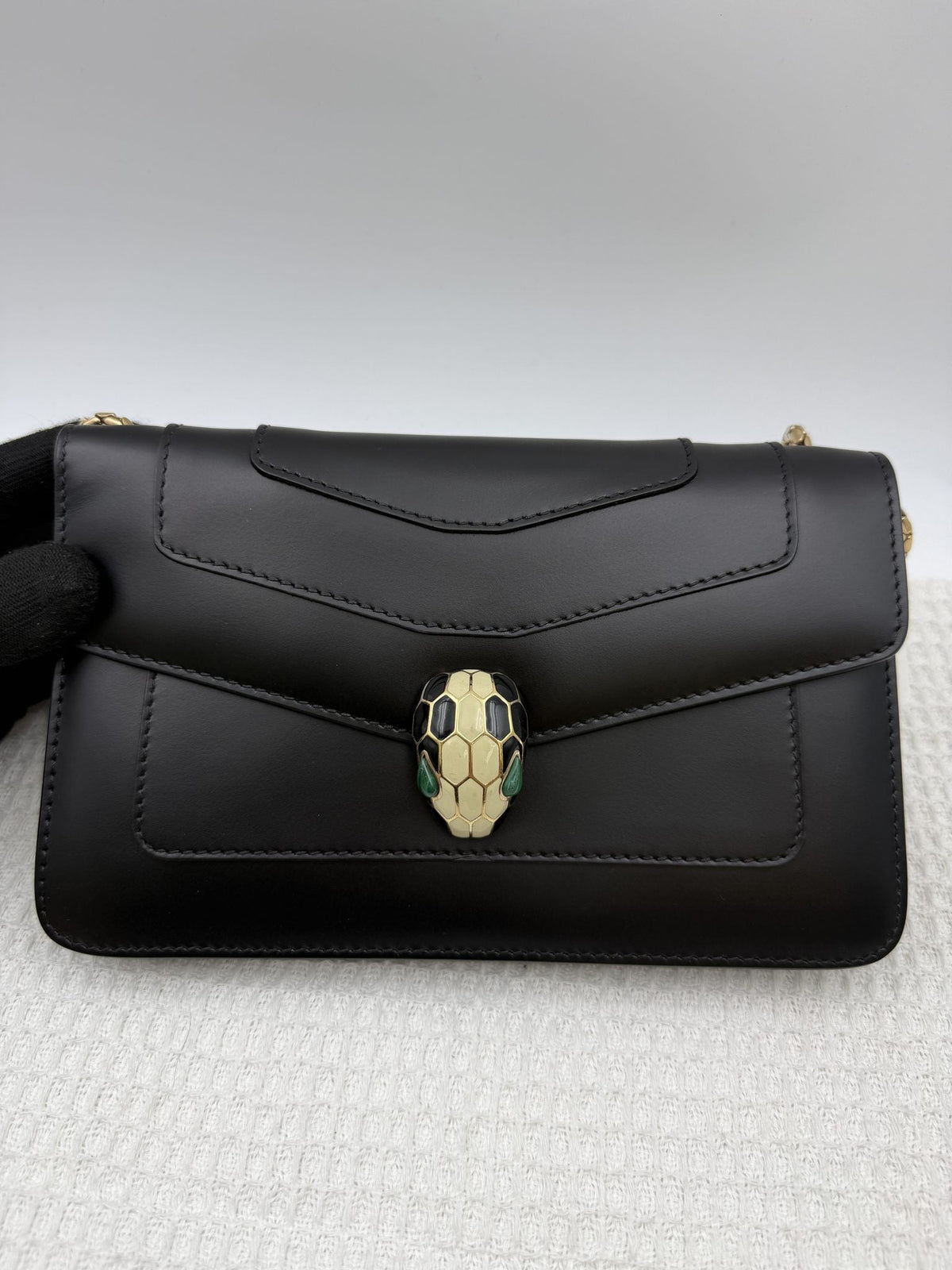 Bvlgari Serpenti Forever - Black Leather front view