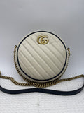 Gucci Marmont Round Mini - White and Navy Leather front view