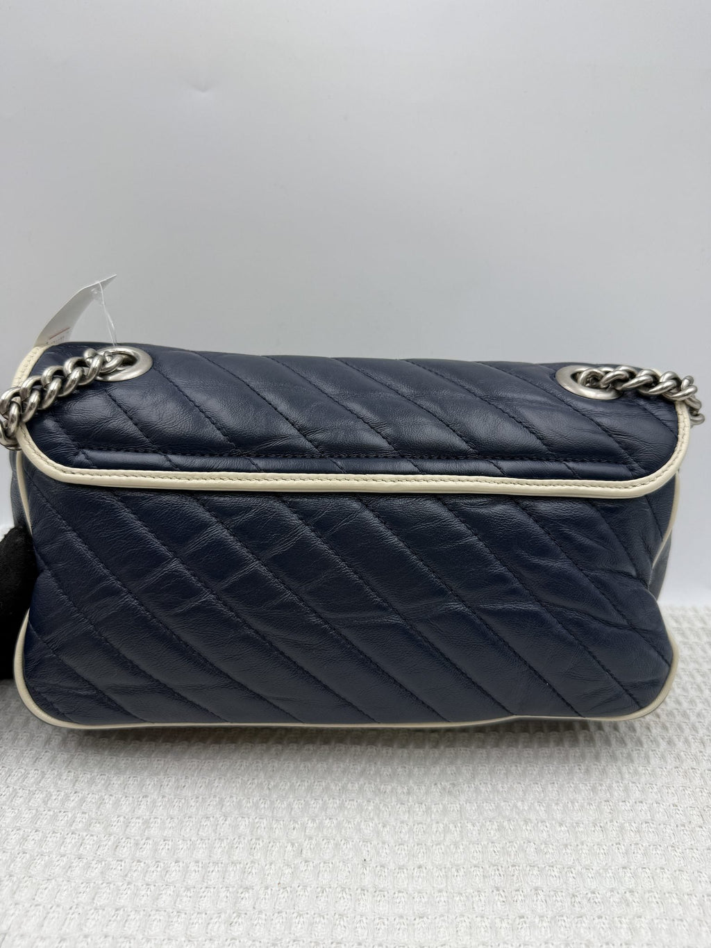 Gucci GG Marmont Small Top Handle Bag - Blue and White detail view 2