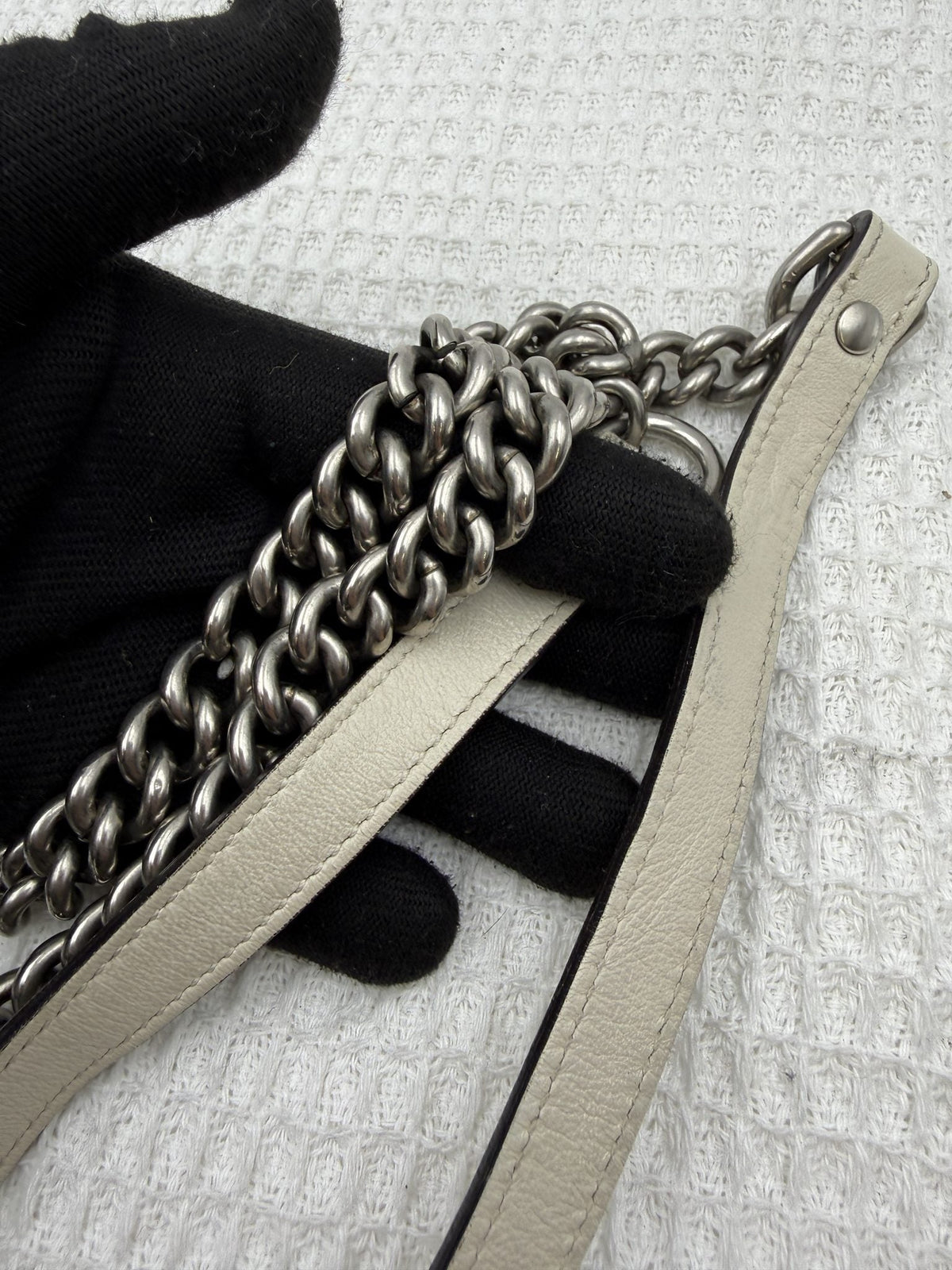 Gucci GG Marmont Small Top Handle Bag - Blue and White detail view 7