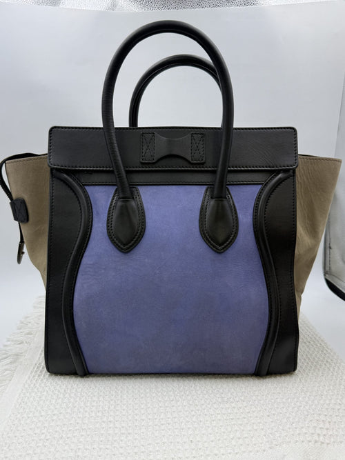 Celine Mini Luggage Tote - Navy, Black and Taupe detail view 2