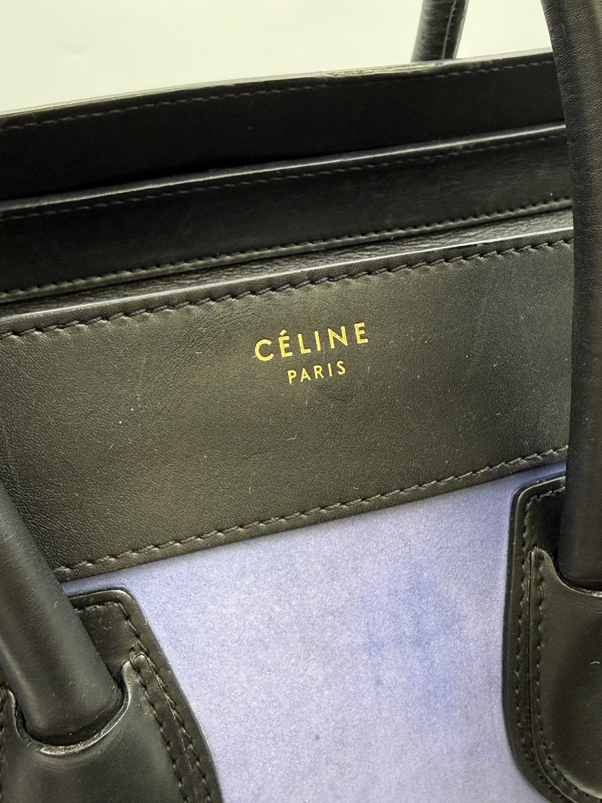 Celine Mini Luggage Tote - Navy, Black and Taupe detail view 4