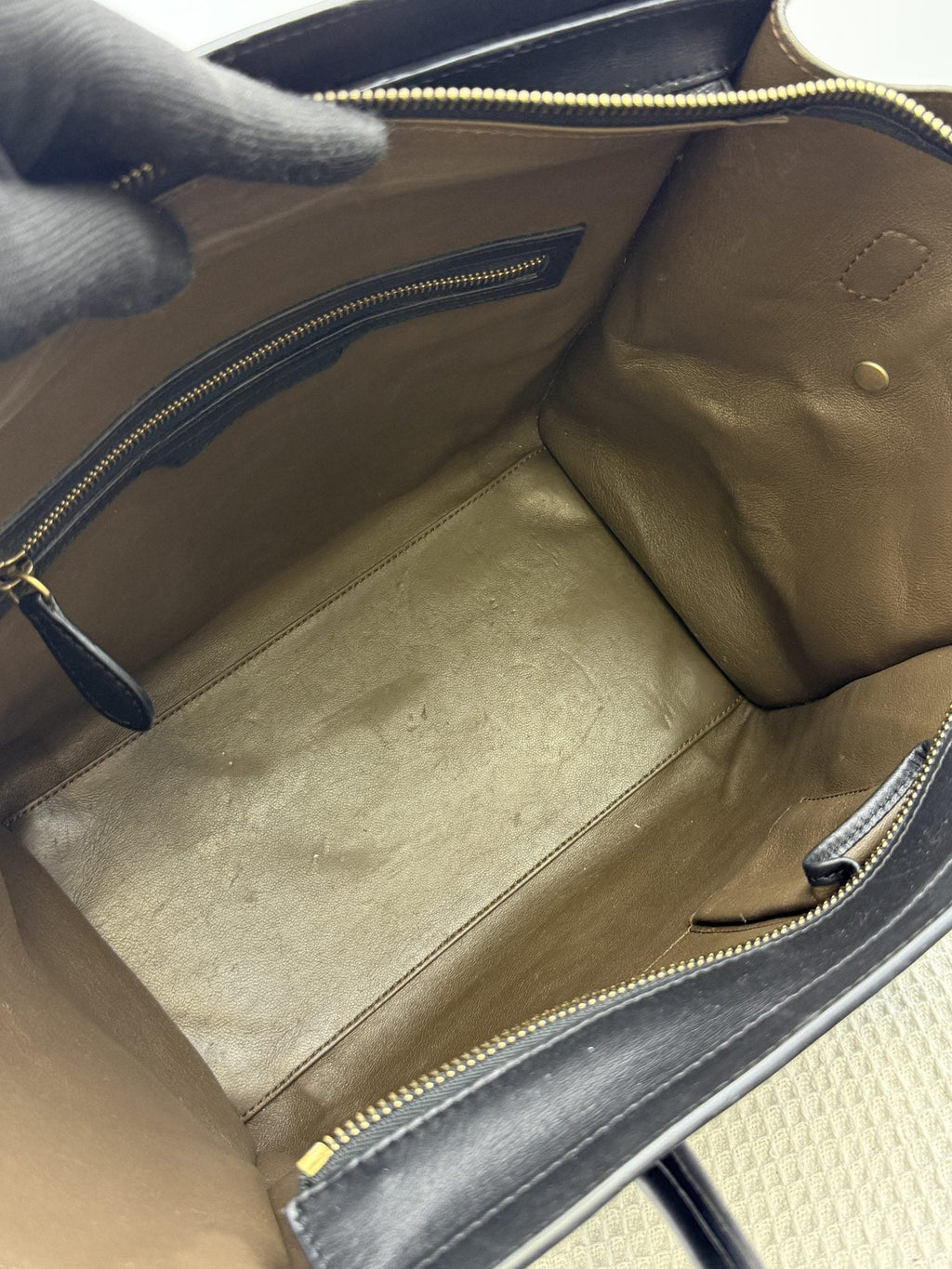 Celine Mini Luggage Tote - Navy, Black and Taupe detail view 6