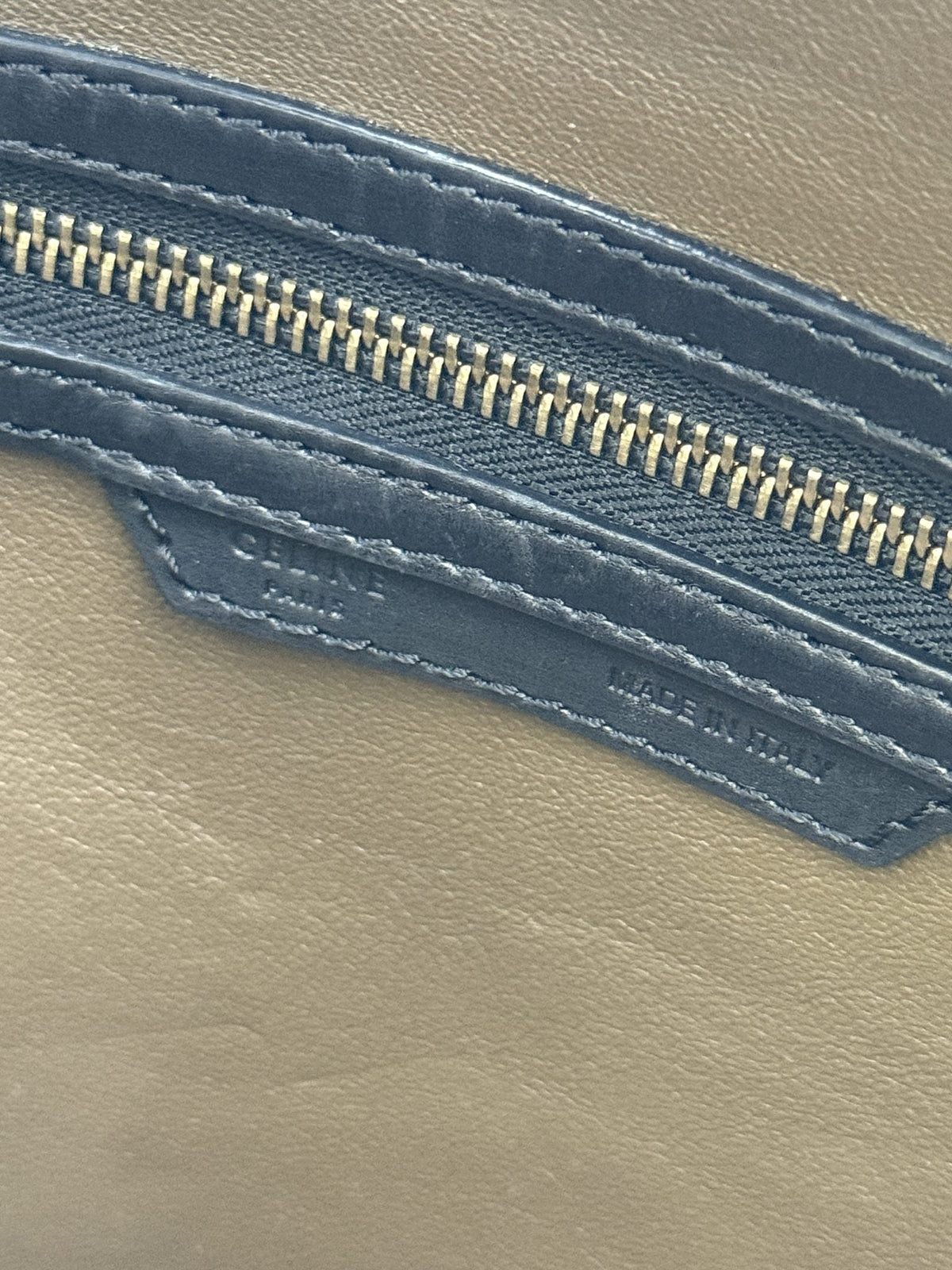 Celine Mini Luggage Tote - Navy, Black and Taupe detail view 7
