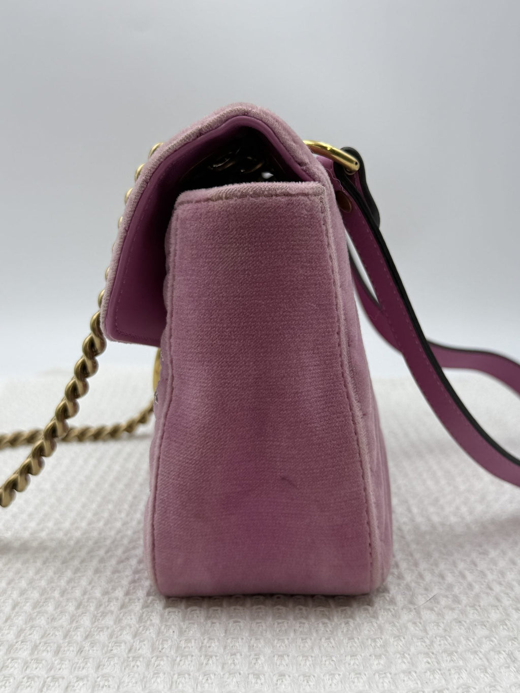 Gucci Marmont Embellished Mini - Pink Velvet detail view 3