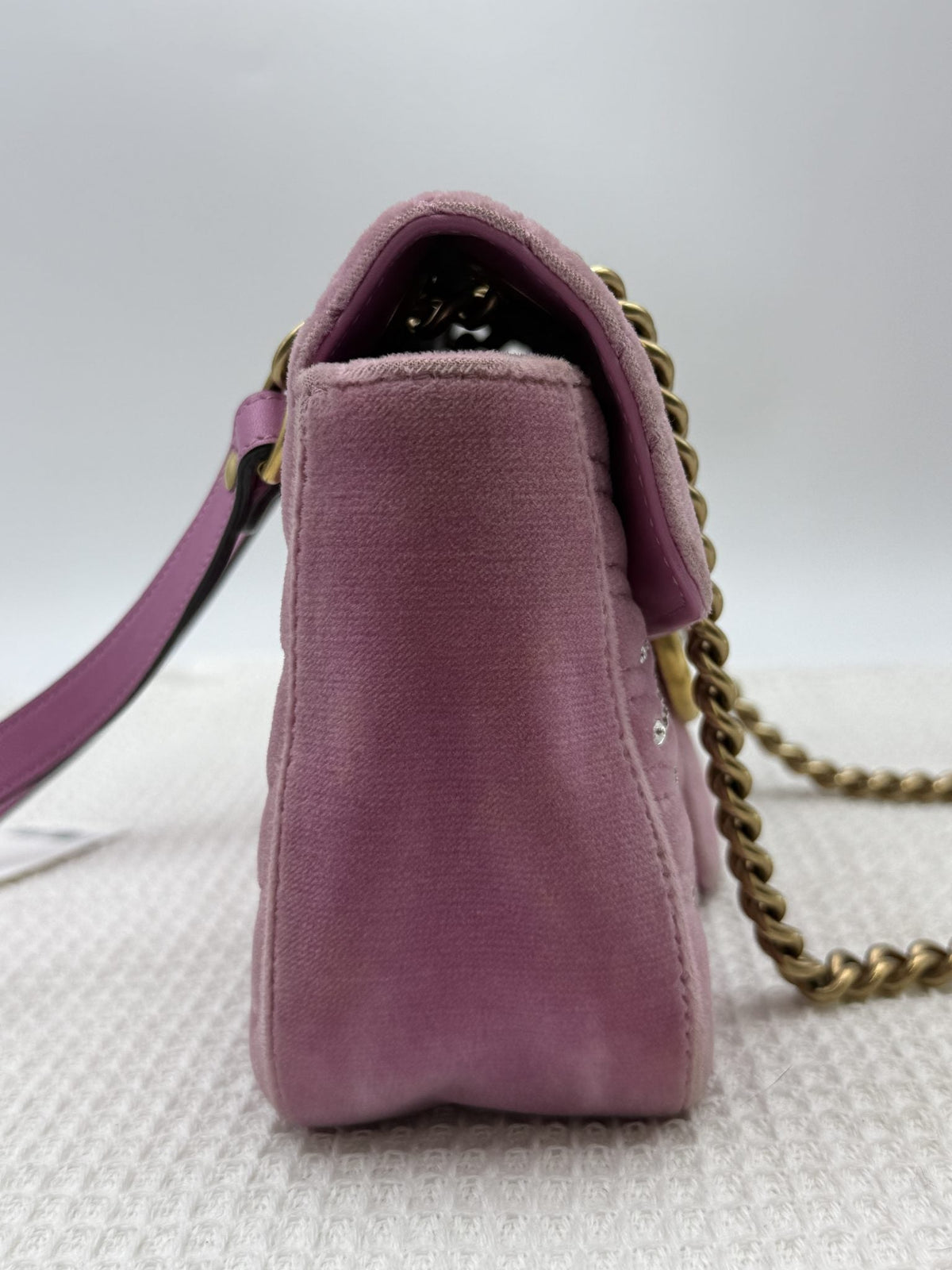 Gucci Marmont Embellished Mini - Pink Velvet detail view 4