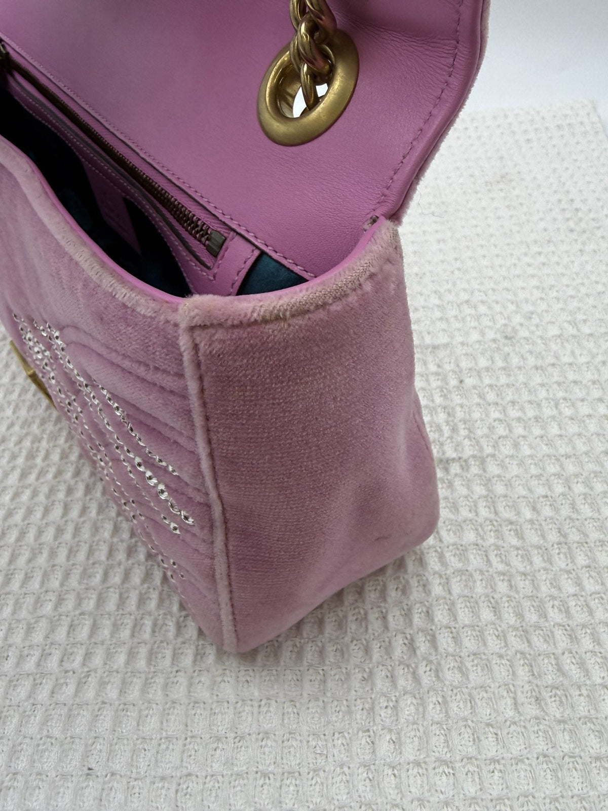 Gucci Marmont Embellished Mini - Pink Velvet detail view 11