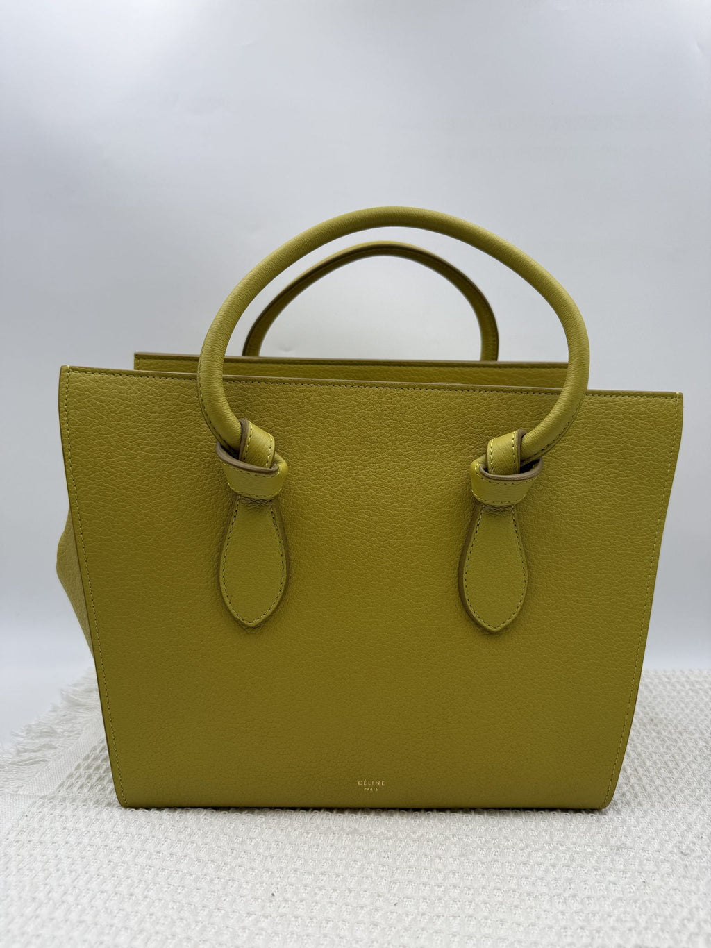 Celine Cabas Phantom Tote - Yellow Pebbled Leather detail view 2
