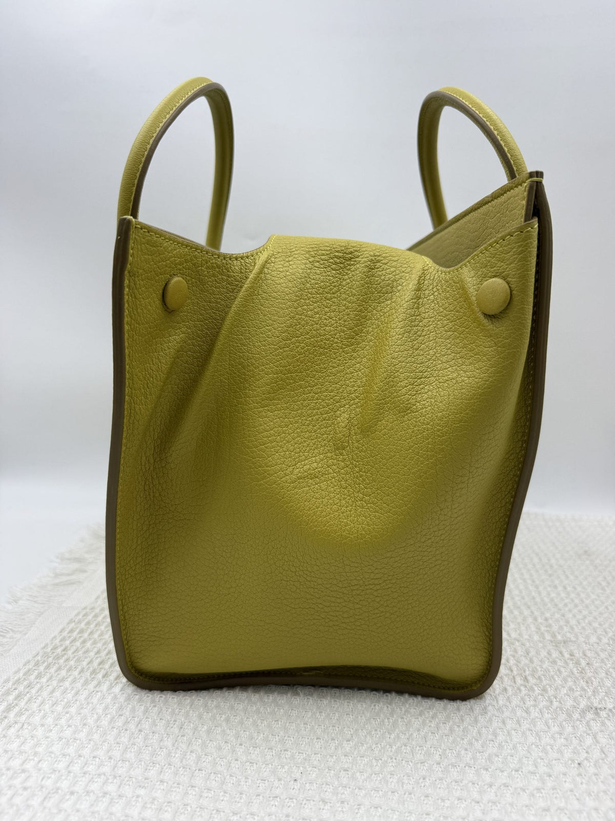 Celine Cabas Phantom Tote - Yellow Pebbled Leather detail view 4