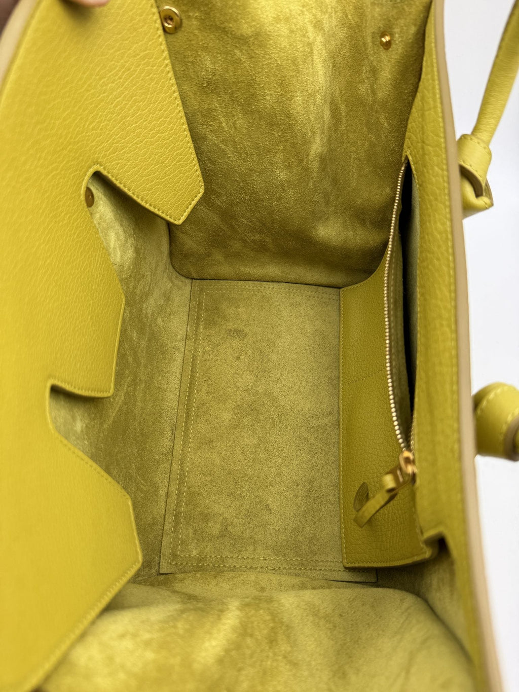 Celine Cabas Phantom Tote - Yellow Pebbled Leather detail view 6