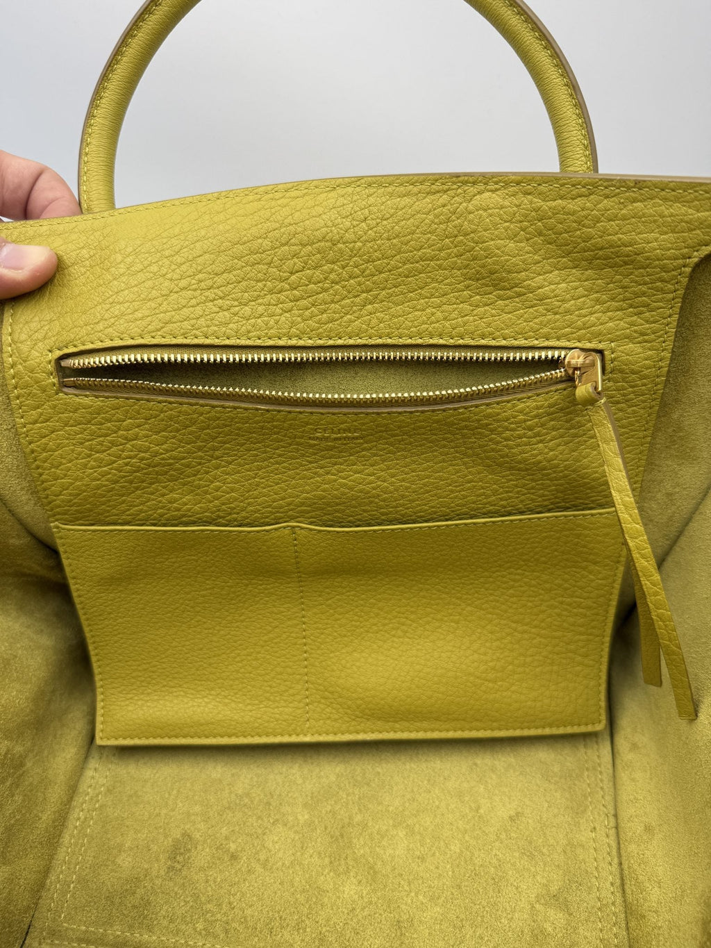 Celine Cabas Phantom Tote - Yellow Pebbled Leather detail view 8