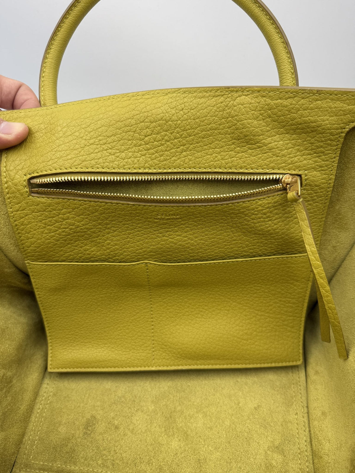 Celine Cabas Phantom Tote - Yellow Pebbled Leather detail view 8