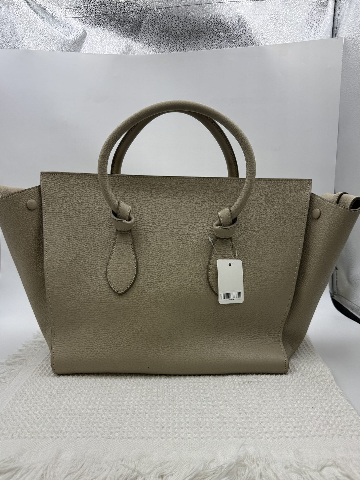 Celine Tie Tote - Taupe Grained Leather detail view 2
