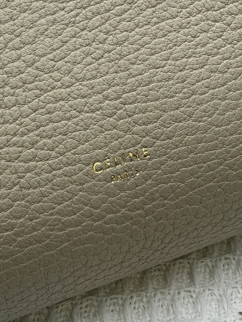 Celine Tie Tote - Taupe Grained Leather detail view 6