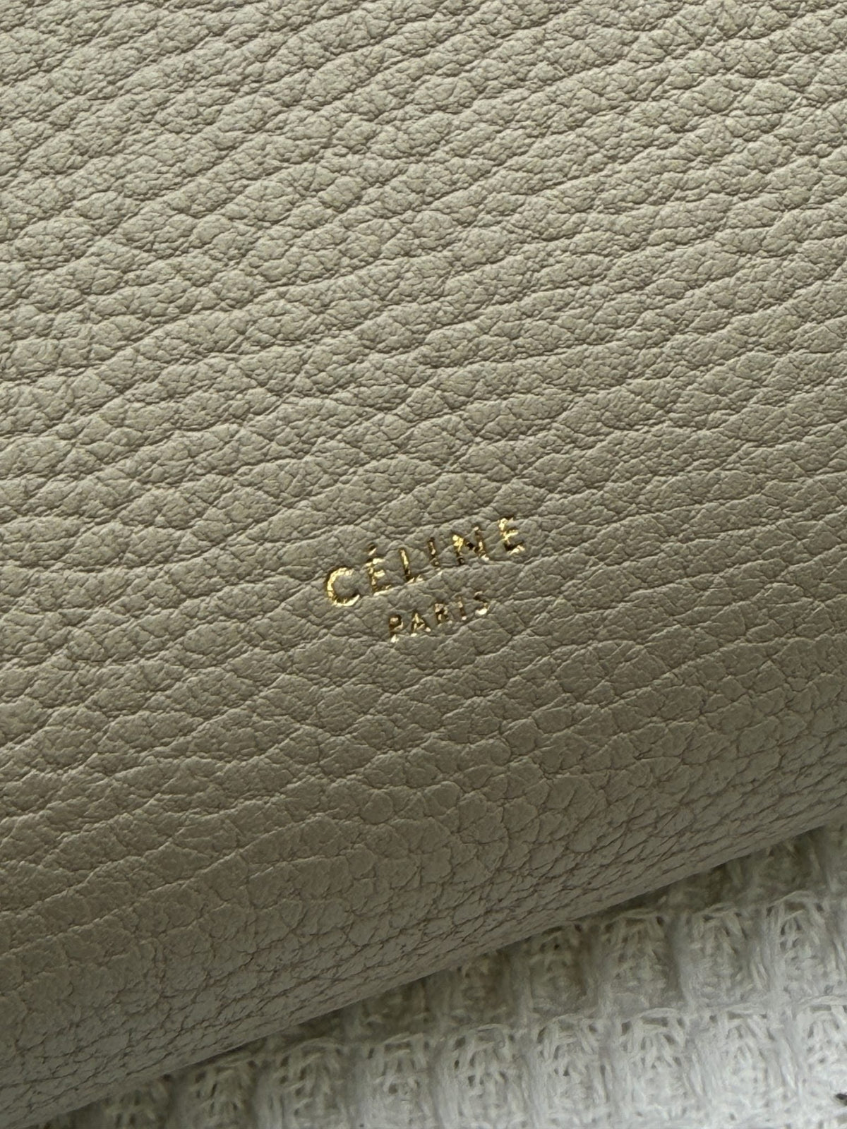 Celine Tie Tote - Taupe Grained Leather detail view 6
