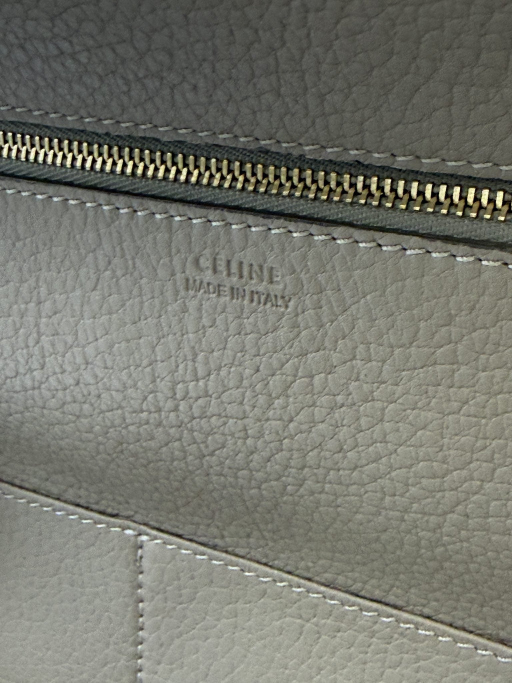 Celine Tie Tote - Taupe Grained Leather detail view 8