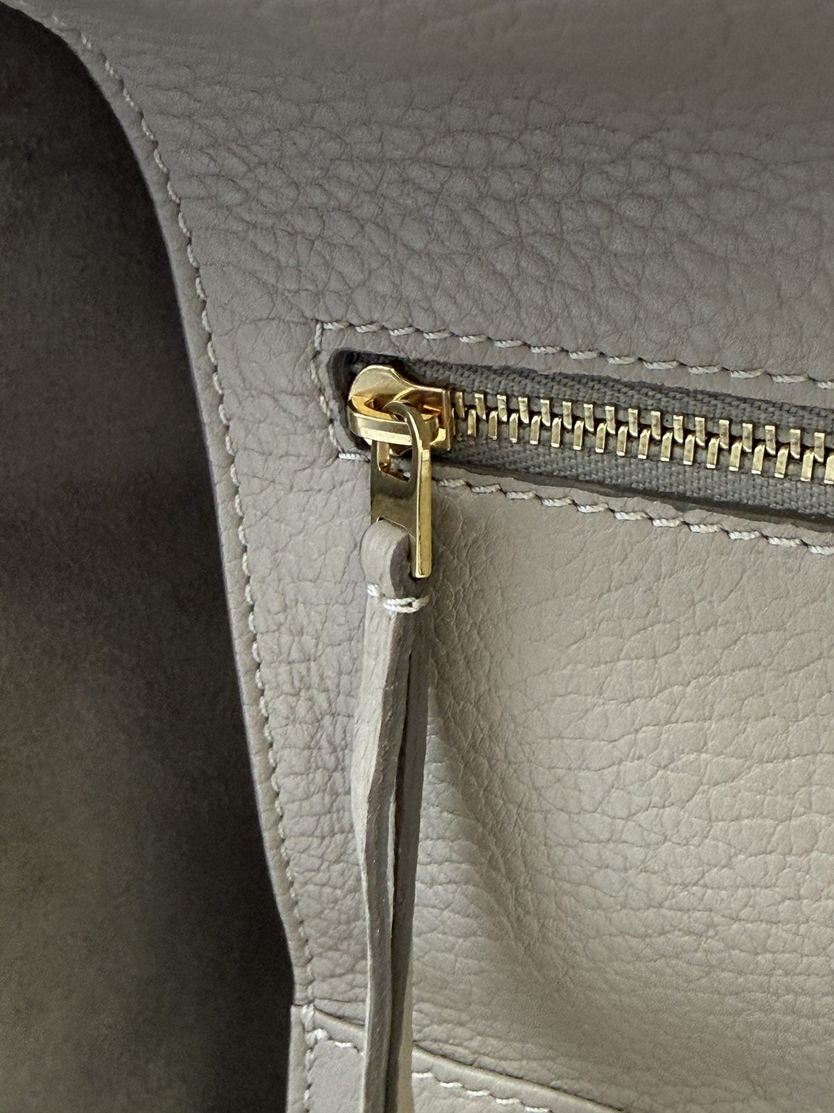 Celine Tie Tote - Taupe Grained Leather detail view 9