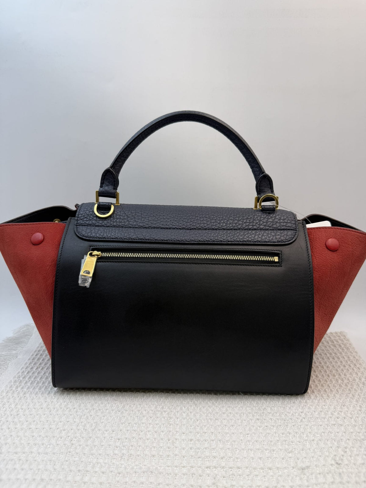 Celine Trapeze - Navy, Black and Red Leather and Suede detail view 2
