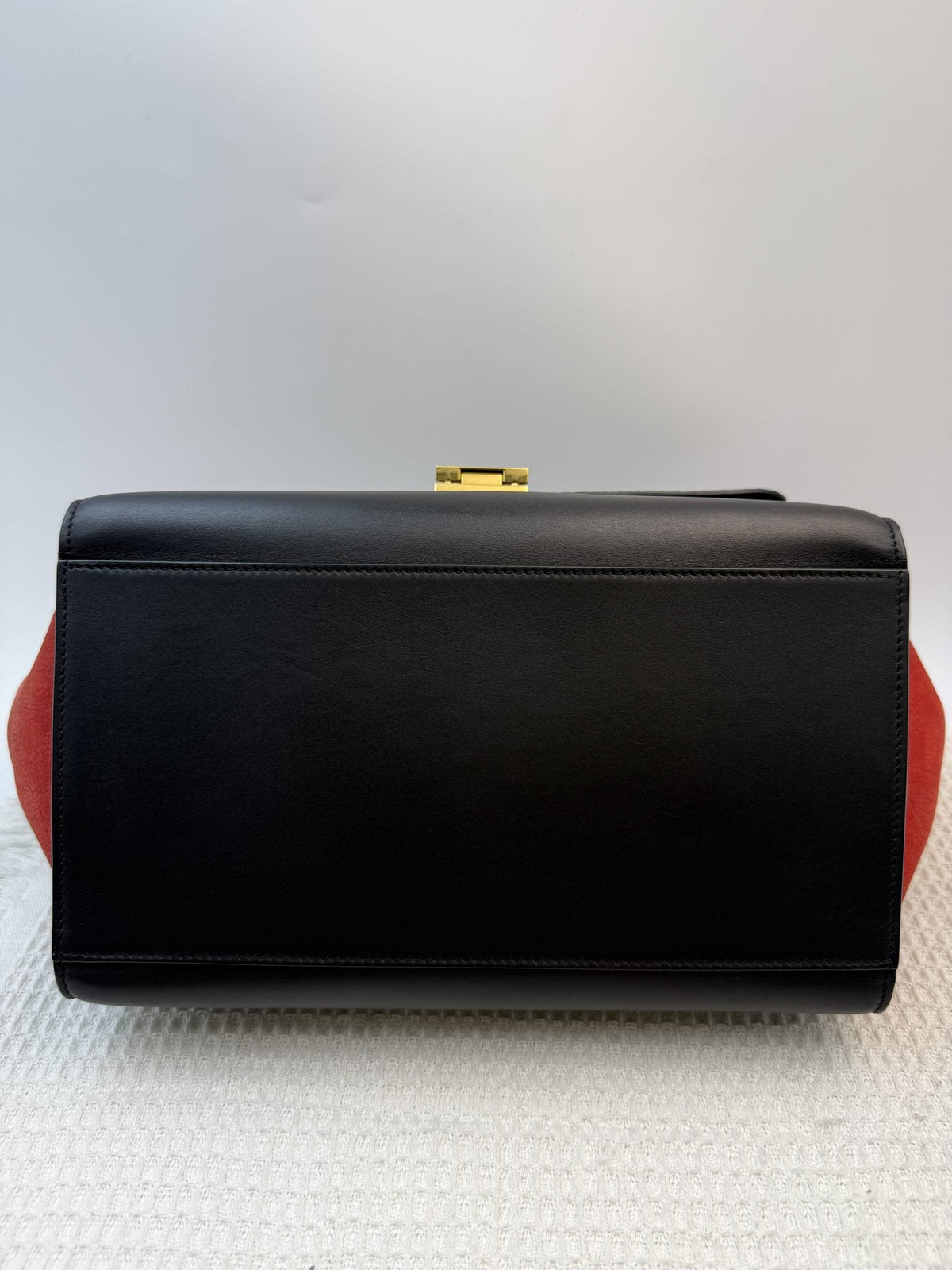 Celine Trapeze - Navy, Black and Red Leather and Suede detail view 3