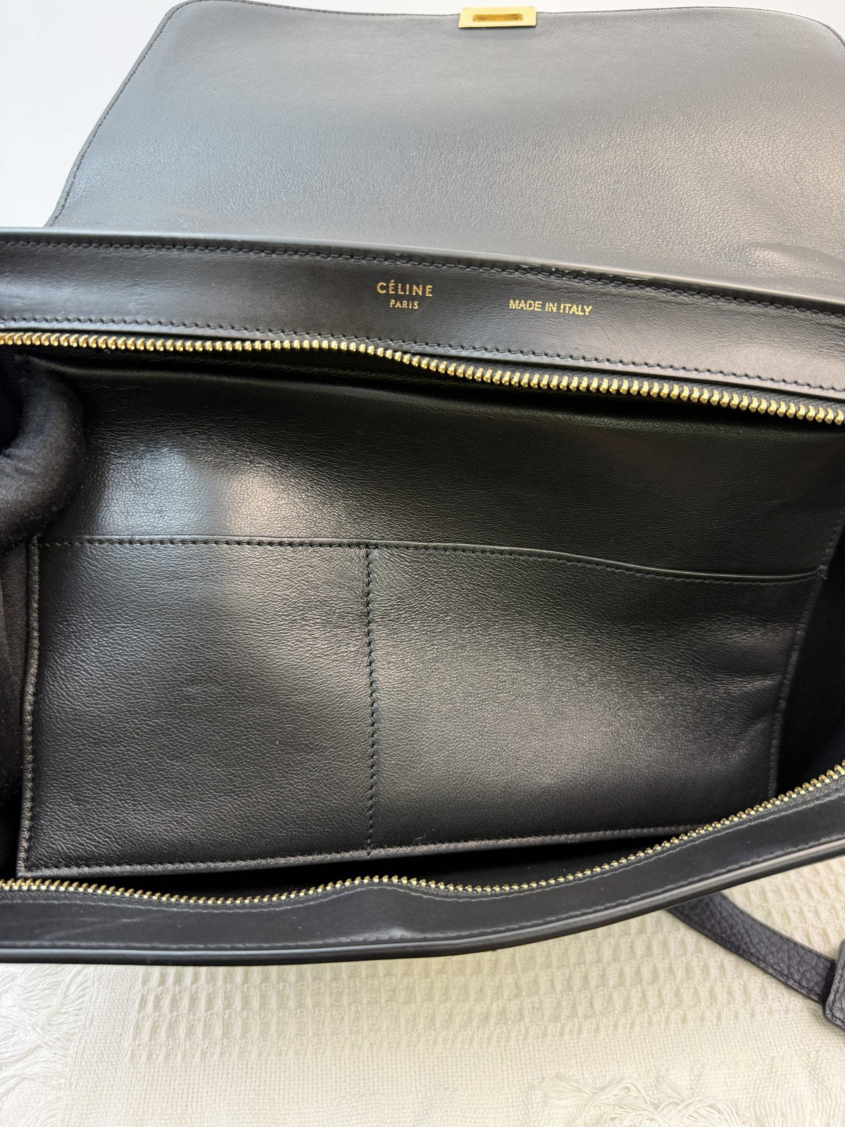 Celine Trapeze - Navy, Black and Red Leather and Suede detail view 6