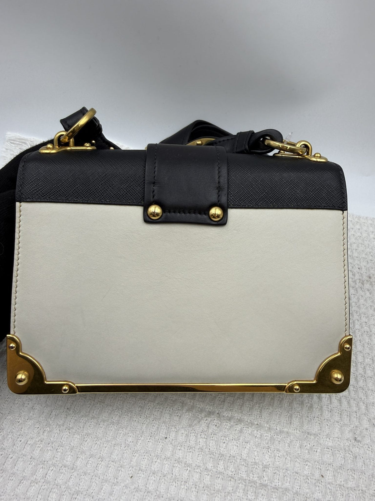 Prada Cahier - White and Black Leather detail view 2