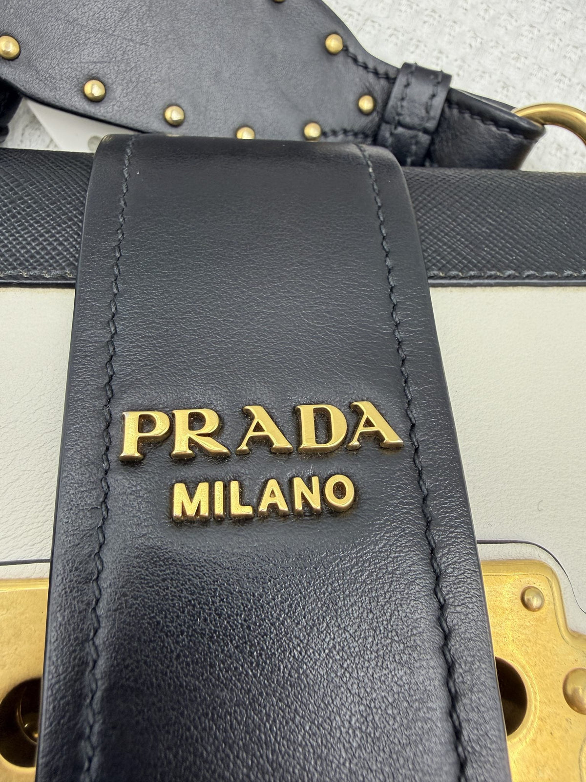 Prada Cahier - White and Black Leather detail view 4