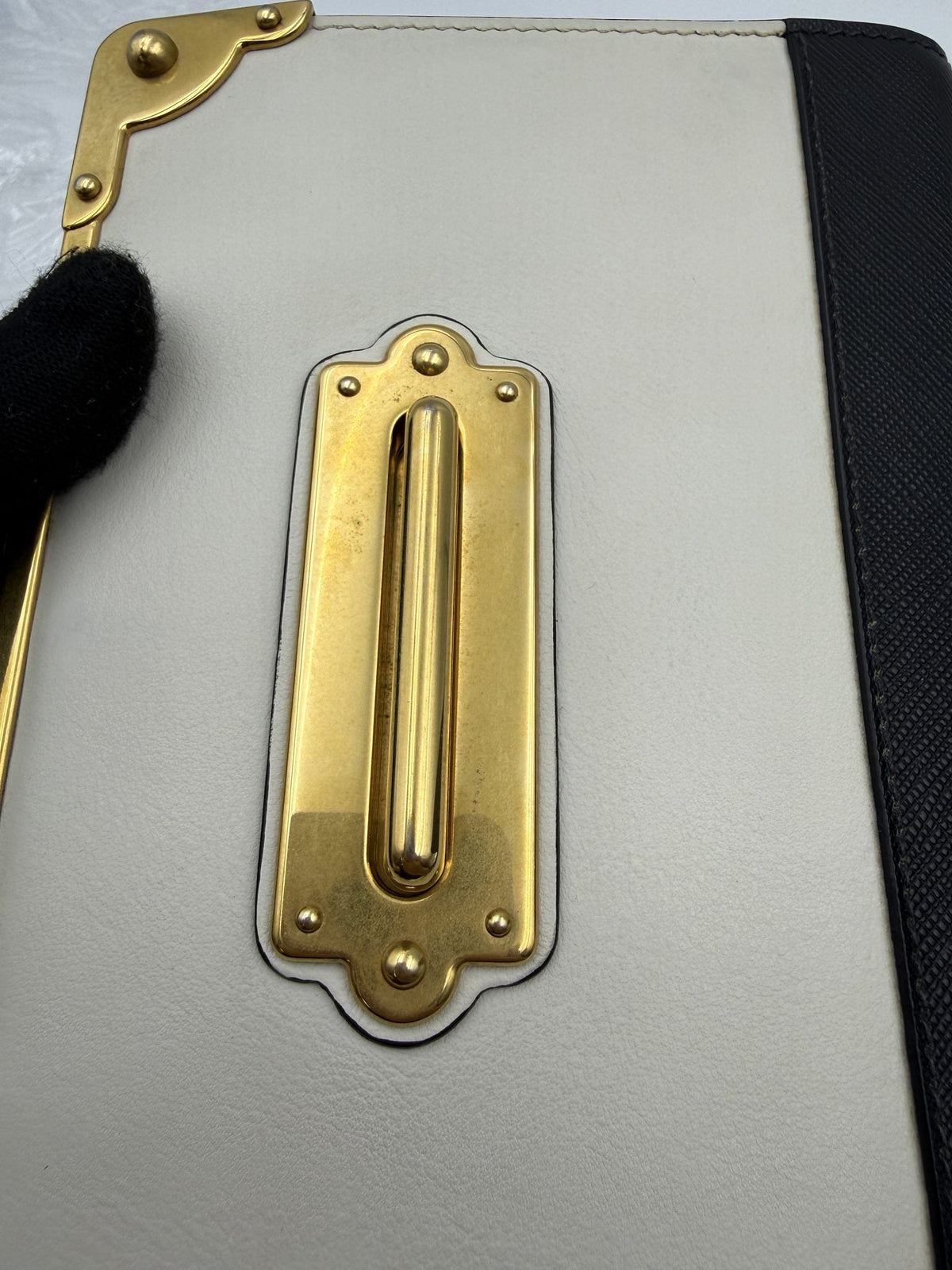 Prada Cahier - White and Black Leather detail view 12