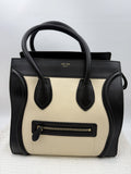 Celine Mini Luggage Tote - Black and Cream Leather front view