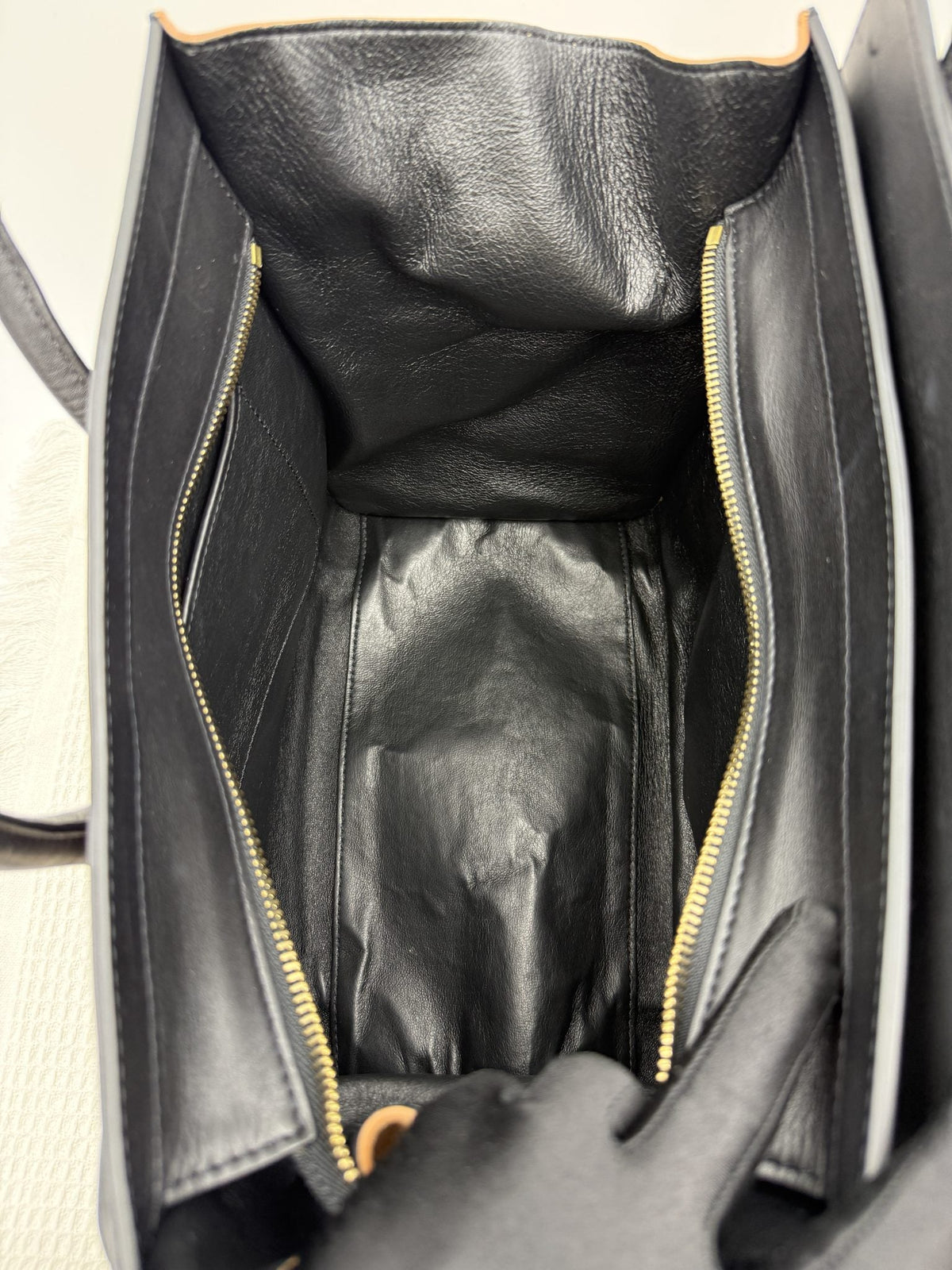 Celine Mini Luggage Tote - Black and Cream Leather detail view 4