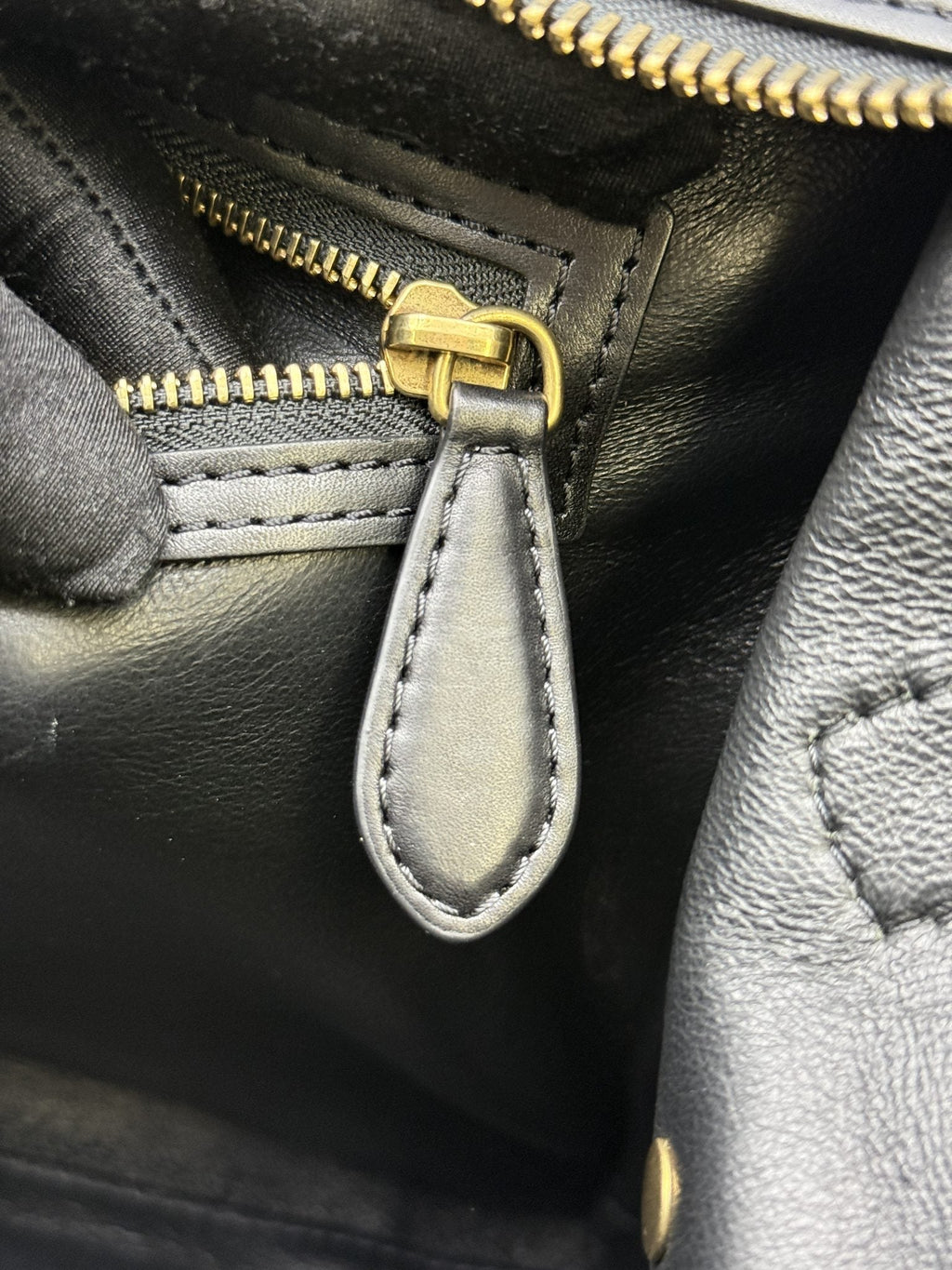 Celine Mini Luggage Tote - Black and Cream Leather detail view 6