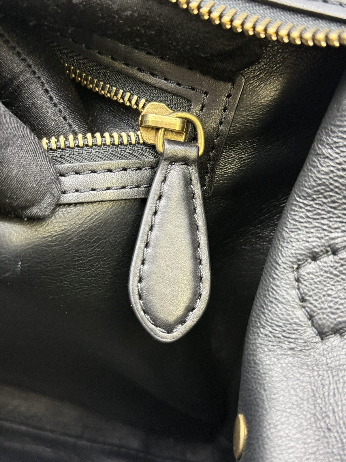 Celine Mini Luggage Tote - Black and Cream Leather detail view 6