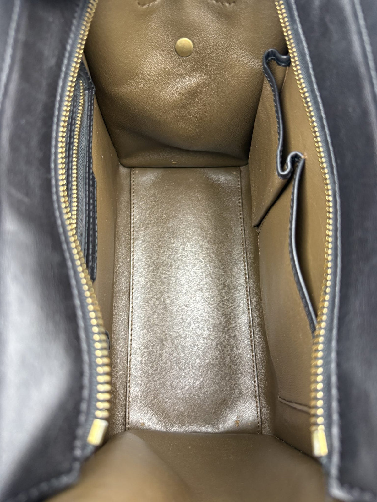 Celine Micro Luggage Tote - Blue, Black and Taupe detail view 4