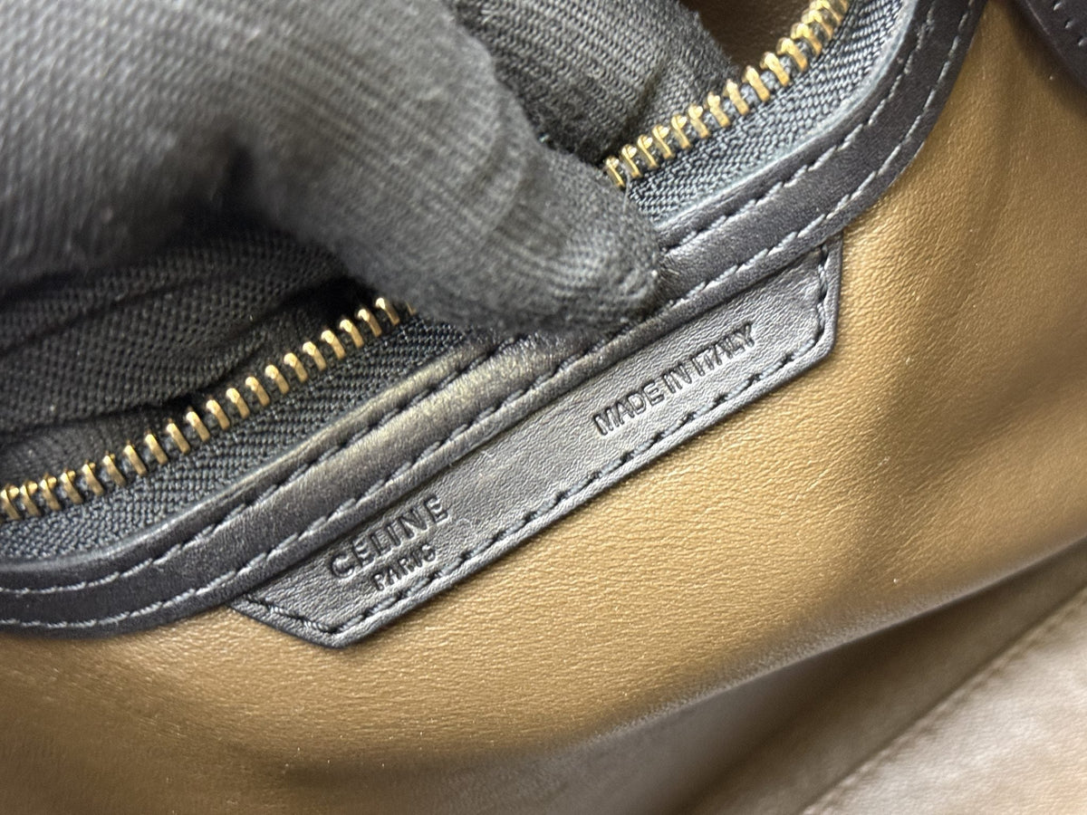 Celine Micro Luggage Tote - Blue, Black and Taupe detail view 5