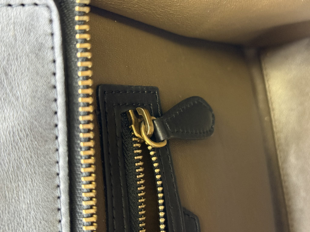 Celine Micro Luggage Tote - Blue, Black and Taupe detail view 7