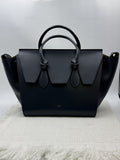 Celine Tie Tote - Black with Yellow Lining front view