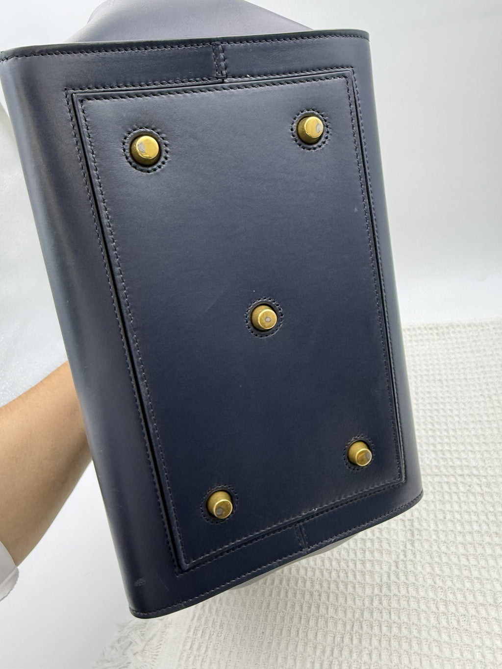 Celine Tie Tote - Black with Yellow Lining detail view 6
