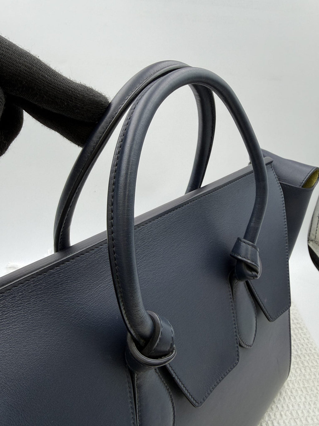 Celine Tie Tote - Black with Yellow Lining detail view 7