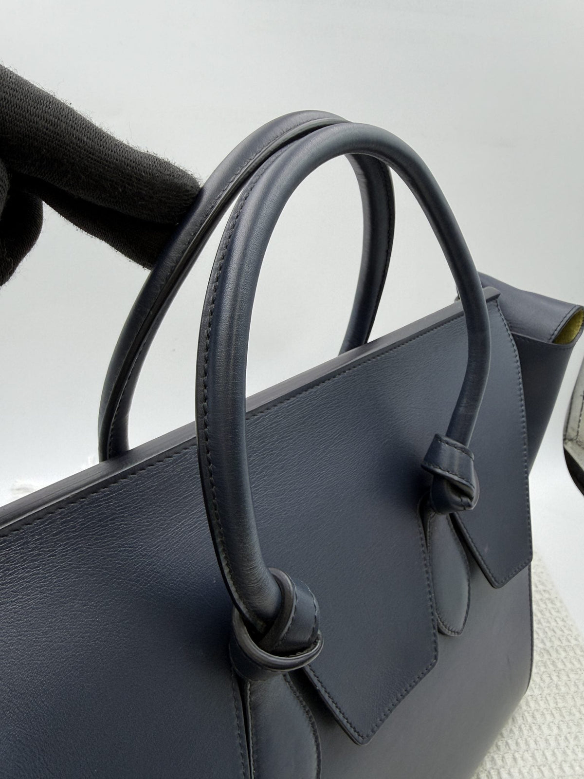 Celine Tie Tote - Black with Yellow Lining detail view 7