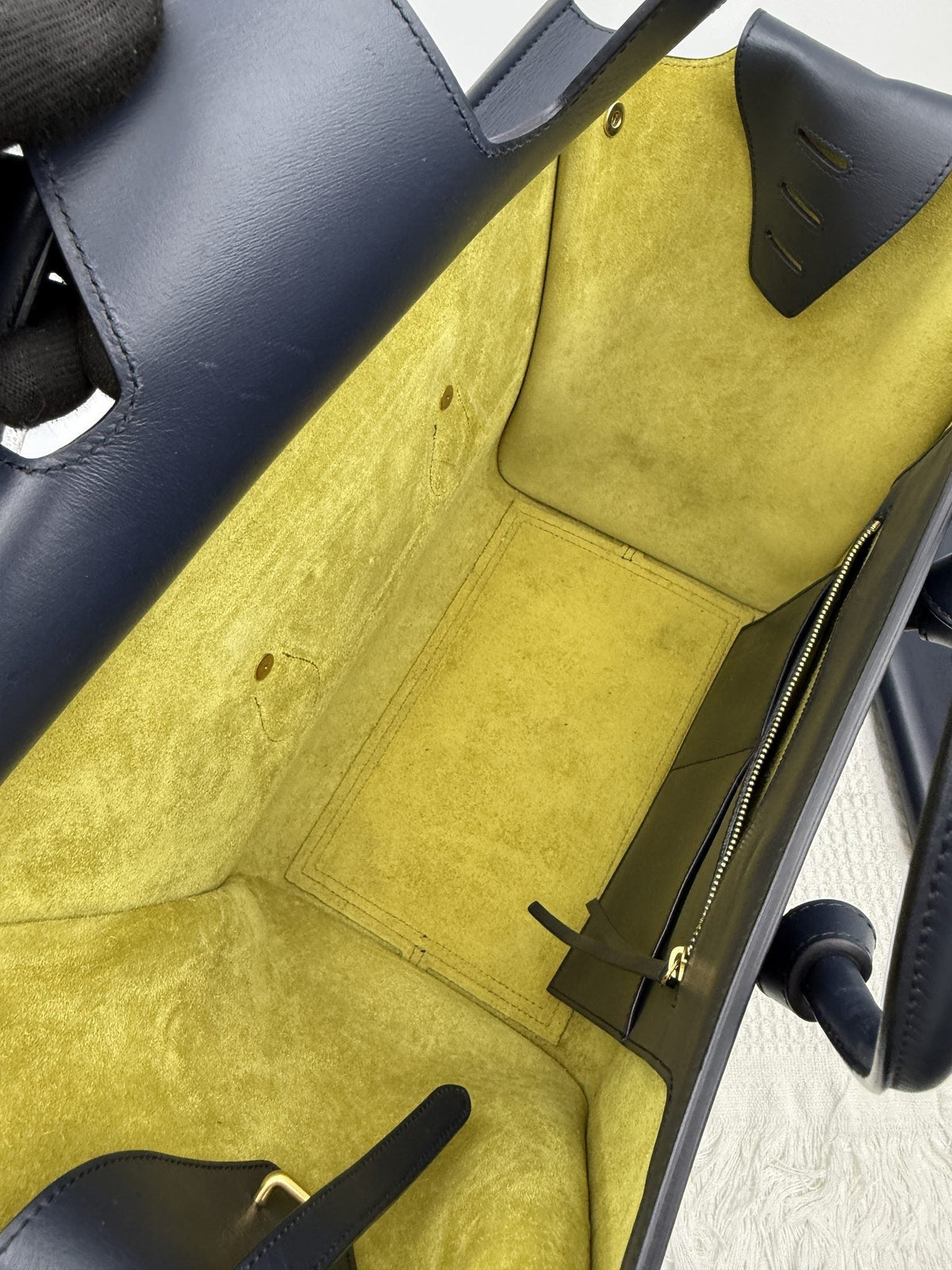 Celine Tie Tote - Black with Yellow Lining detail view 8