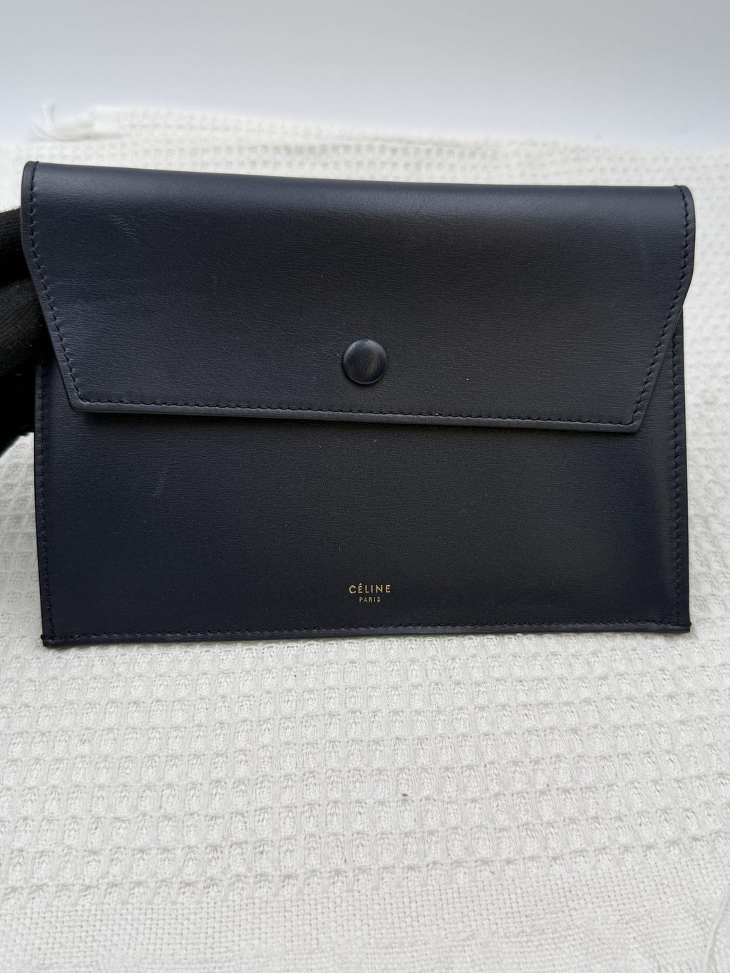 Celine Tie Tote - Black with Yellow Lining detail view 11
