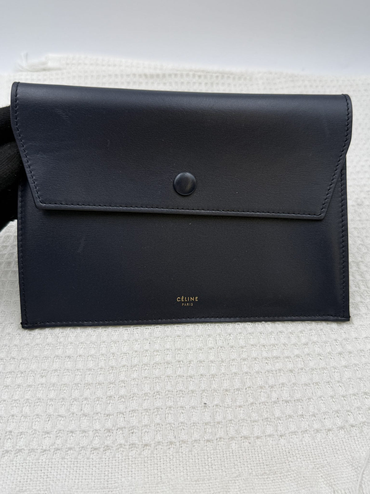 Celine Tie Tote - Black with Yellow Lining detail view 11