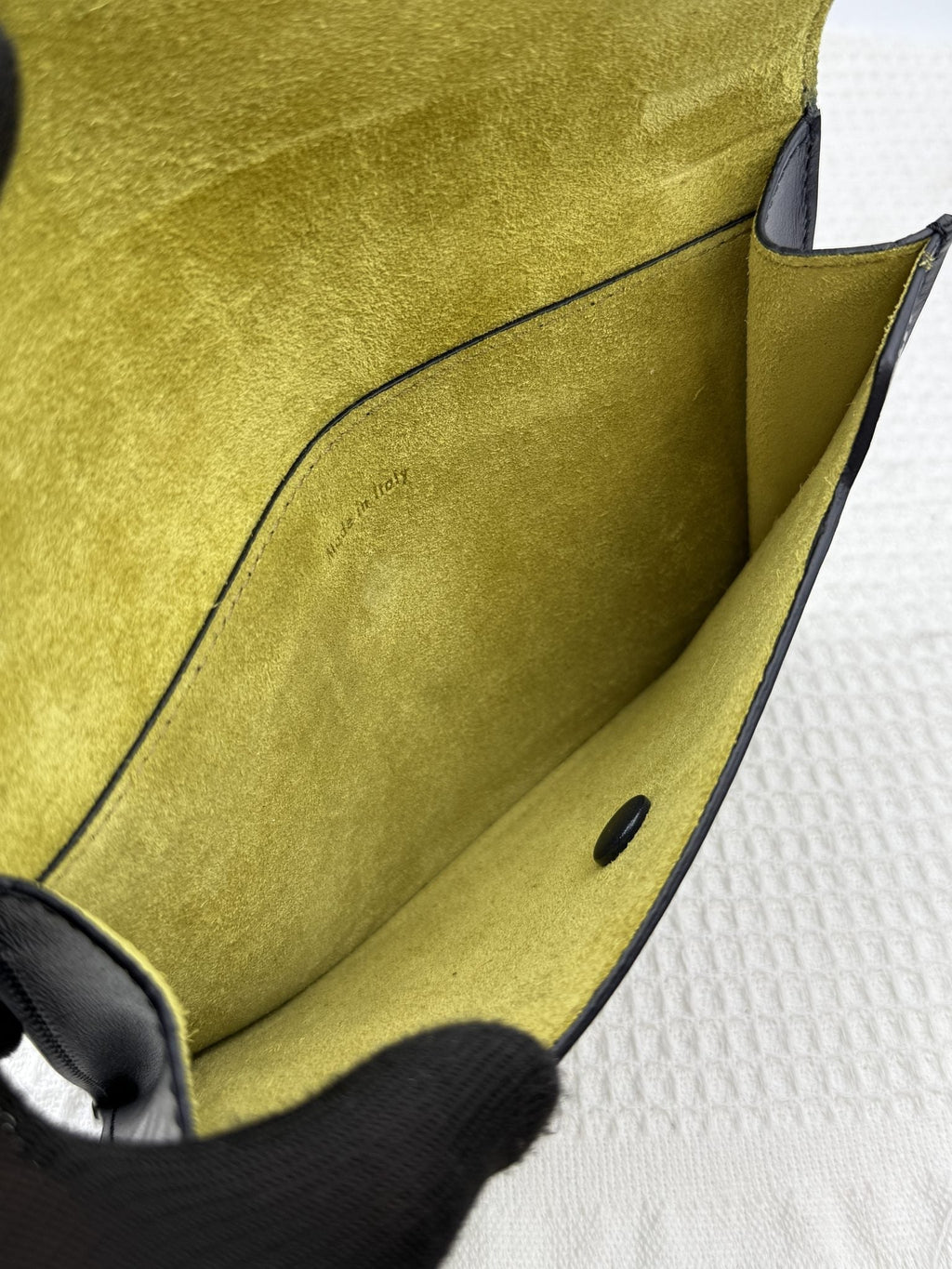 Celine Tie Tote - Black with Yellow Lining detail view 12