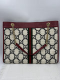 Gucci Rajah Tiger Head Tote - Burgundy, Ivory and Black front view