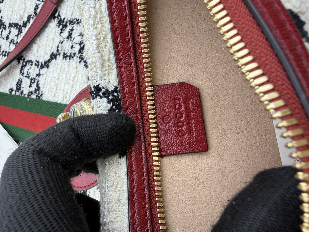 Gucci Rajah Tiger Head Tote - Burgundy, Ivory and Black detail view 10