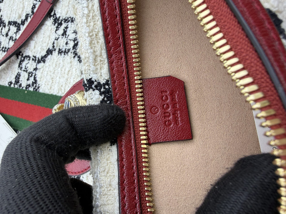 Gucci Rajah Tiger Head Tote - Burgundy, Ivory and Black detail view 10